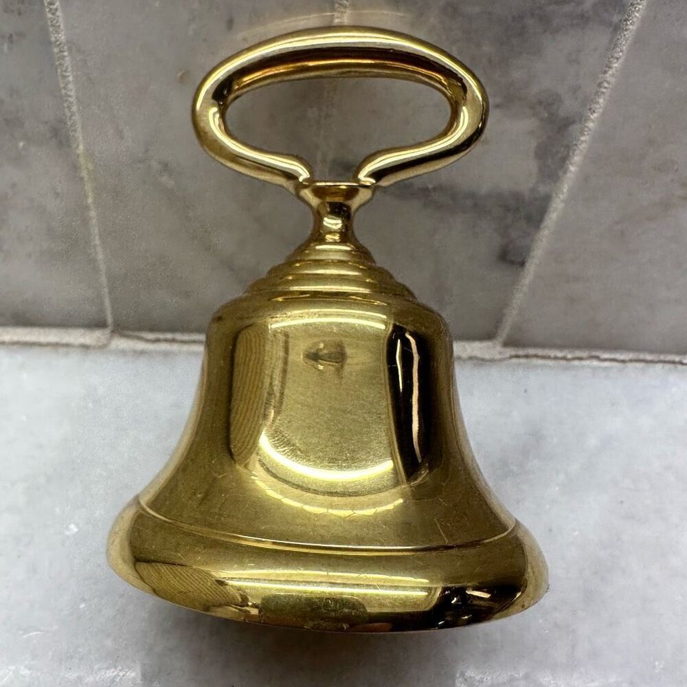 Made In India Lacquered In USA Polished Brass Hostess Bell Gold-tone Size 4"